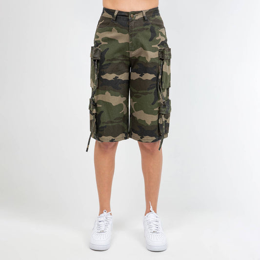 PLUS SIZE CAMOUFLAGE MULTI POCKETS CARGO JORTS