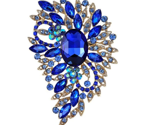 Encrusted Blue Spread Brooch