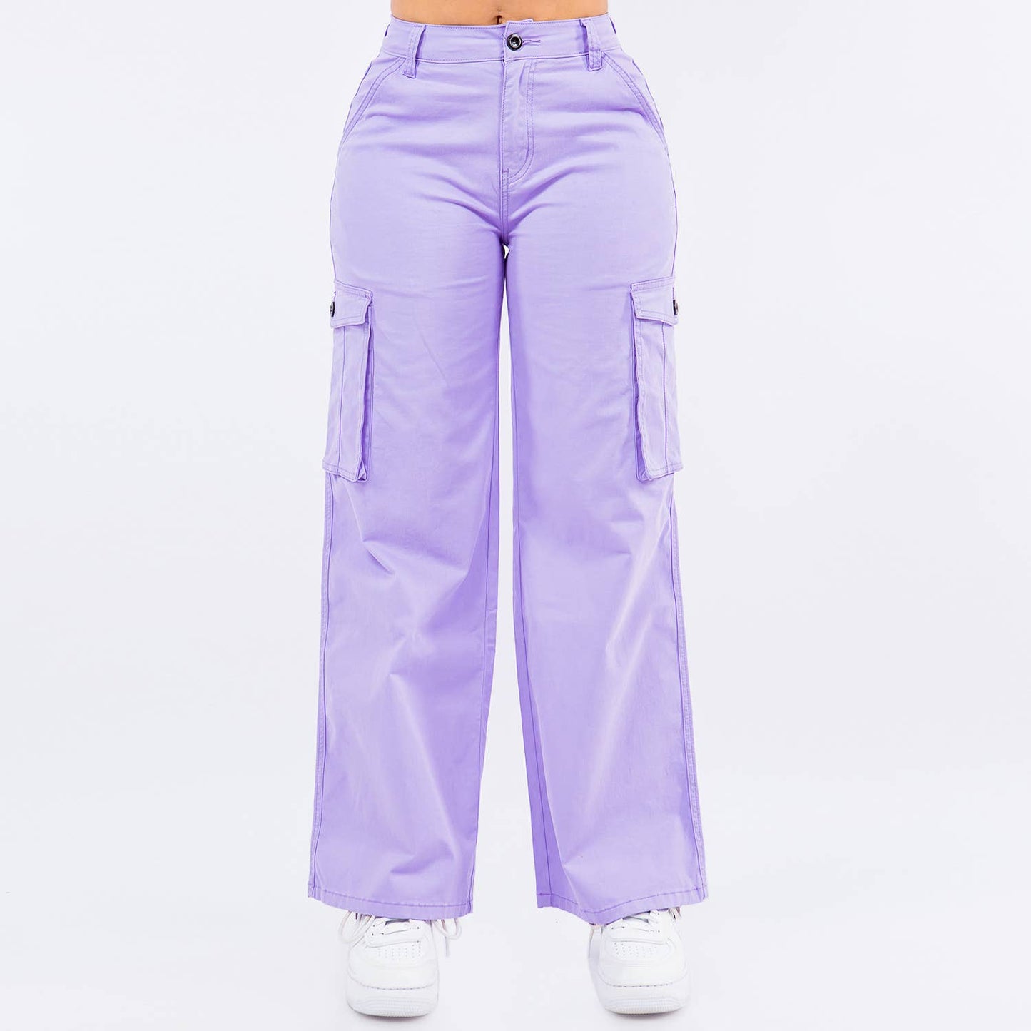 PLUS SIZE HIGH WAIST WIDE STRAIGHT PANTS-RJH5669P: IVORY / 3X