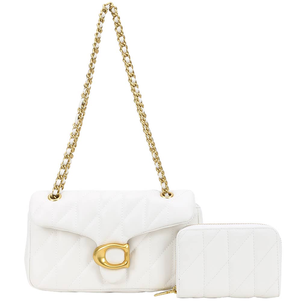 2IN1 QUILTED DESIGN CROSSBODY BAG W WALLET SET, KC 9185A: BK