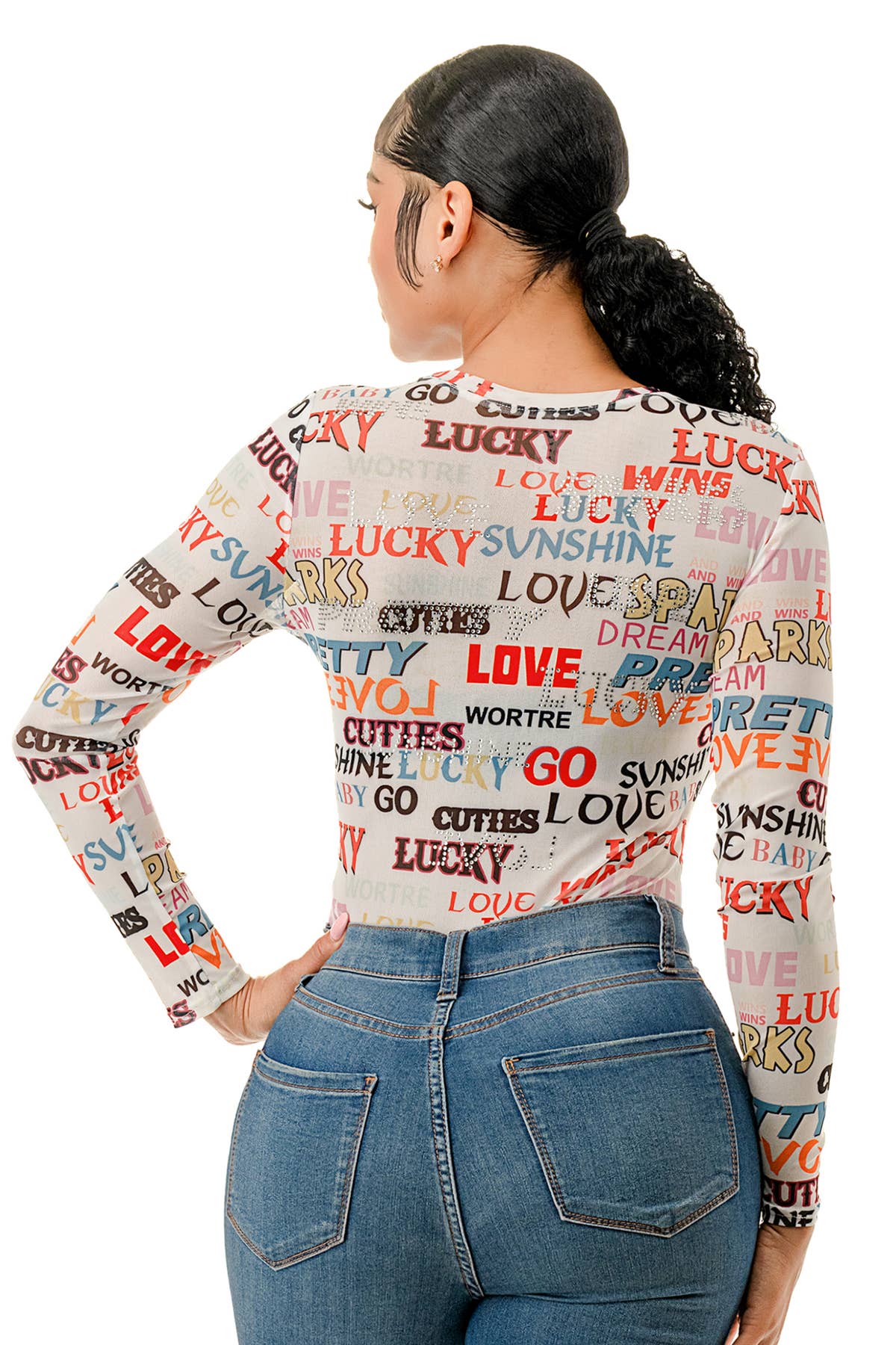 (ST4437) Love Letters Bodysuit (2 colors): Black / S