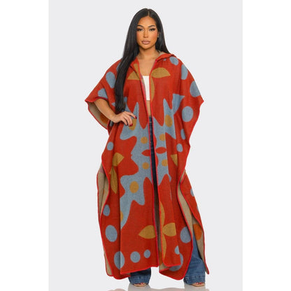 Hooded Open Cardigan Poncho: MULTI / ONE SIZE(6)