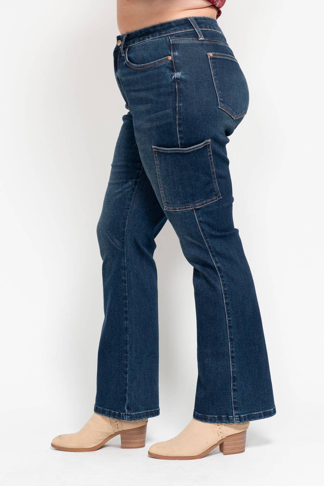 High Waisted Cargo Bootcut- PLUS: DK / 16W