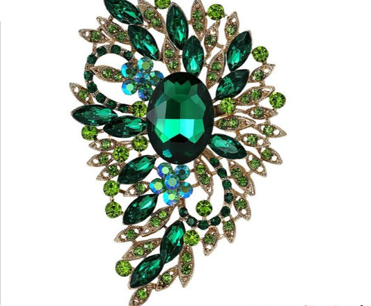 Encrusted Emerald Spread Brooch