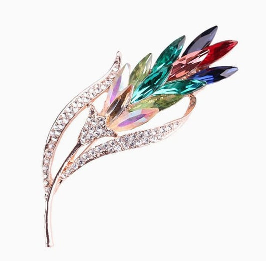Encrusted Multi-color Flower Brooch