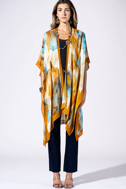 Terracotta Mirage Viscose Kimono: TERRACOTTA