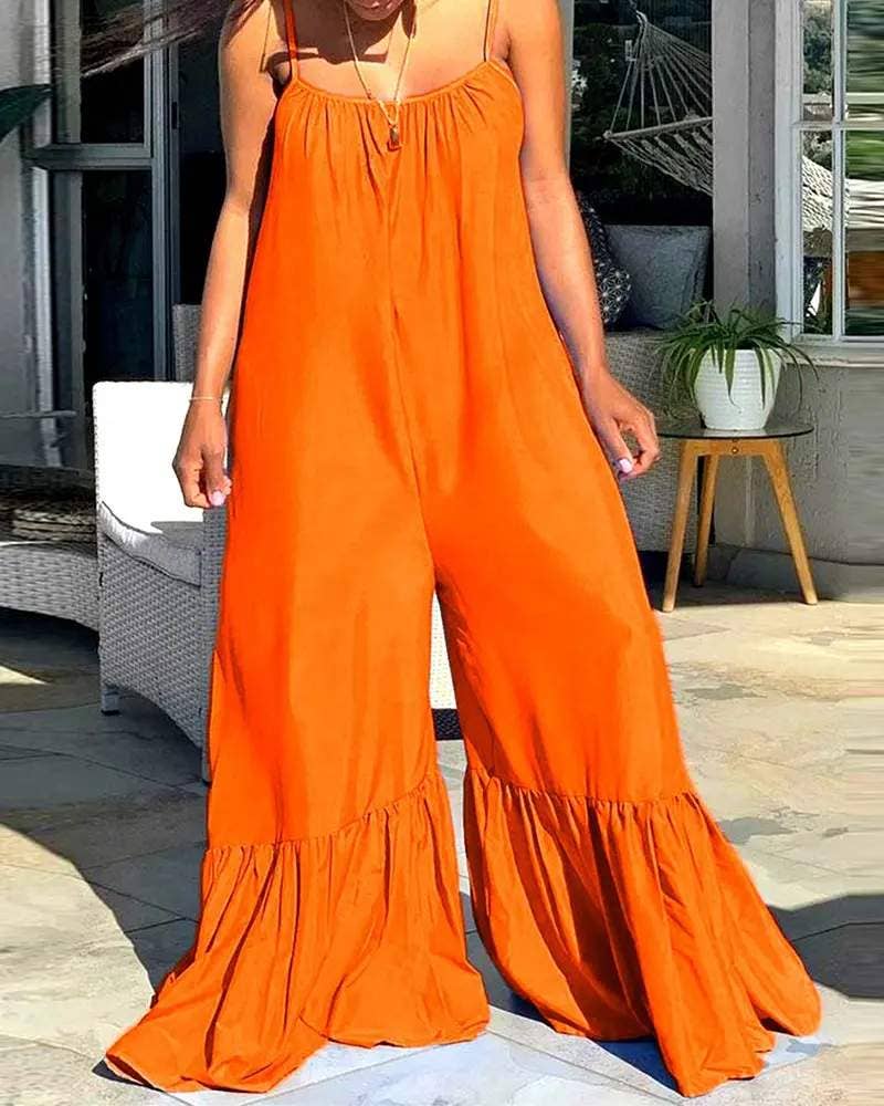 Sleeveless ruched pocket design bootcut jumpsuit: GREEN / 1-1-1-1 / S-M-L-XL