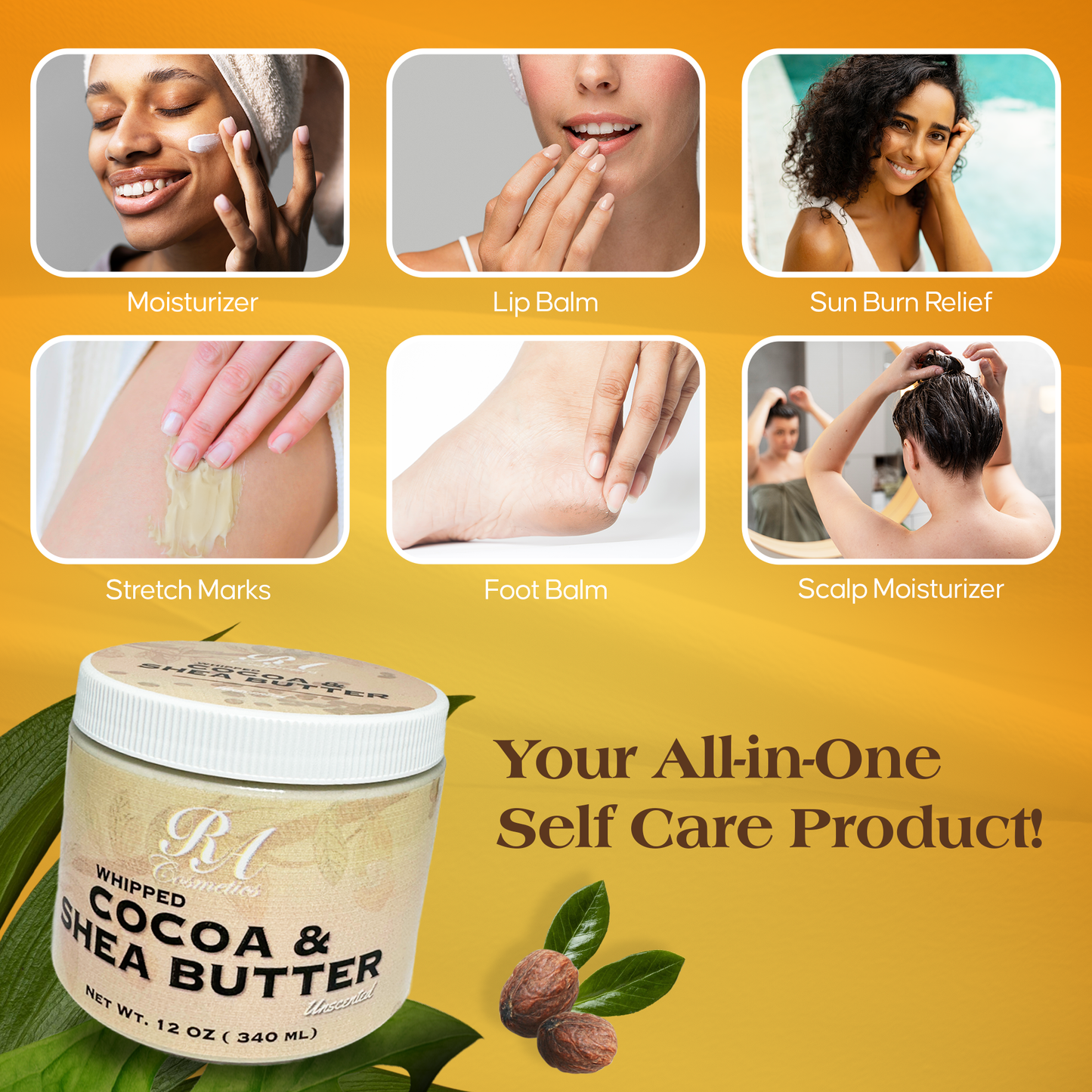Whipped Cocoa & Shea Butter - Unscented, 12oz