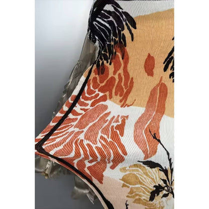 Golden Bloom Ruffle Sleeves Dress: ORANGE / ONE SIZE(6)