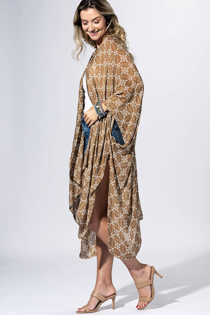 Walnut Medallion Kimono: WALNUT