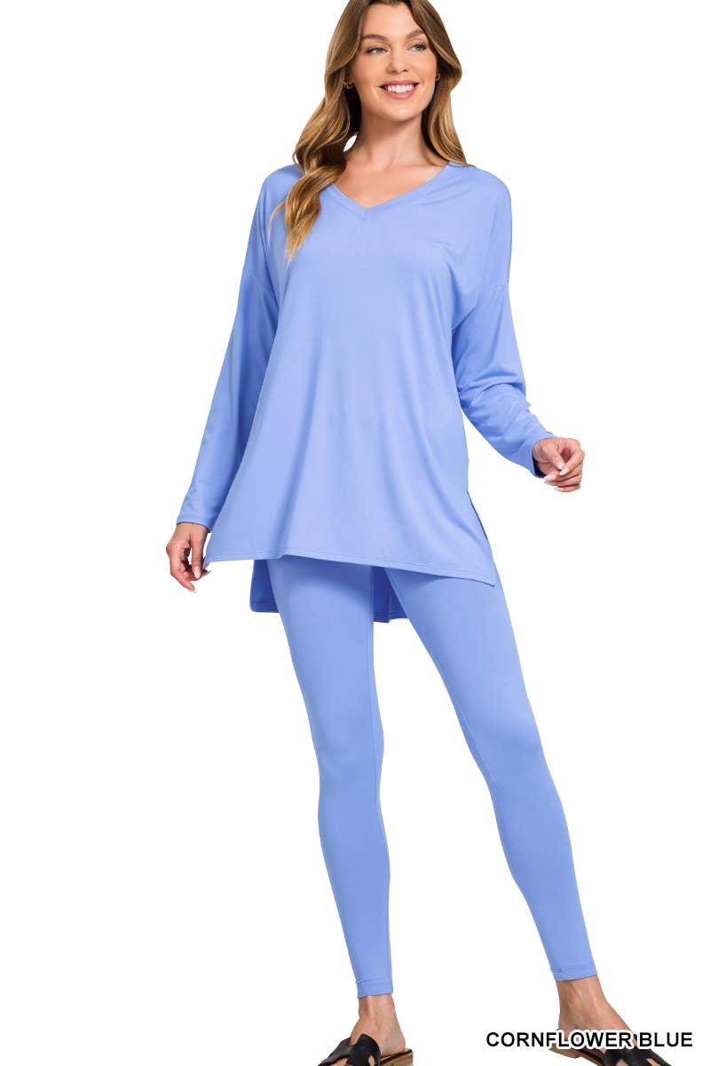 1223 Brushed Dty Microfiber Loungewear Set SI-23693 Zenana: NEONHOTPINK-158800 / S