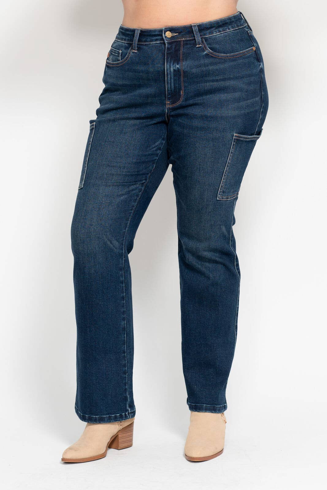 High Waisted Cargo Bootcut- PLUS: DK / 16W