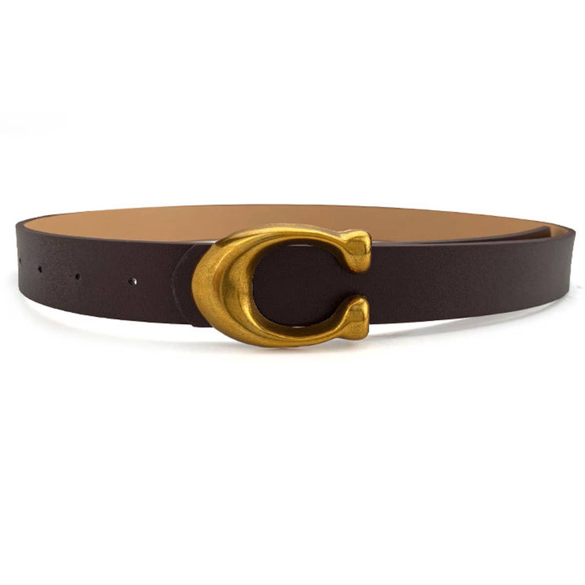 WOMEN FASHION RETRO U-BUCKLE BELT_CWABE0136: Black / (OS) 1