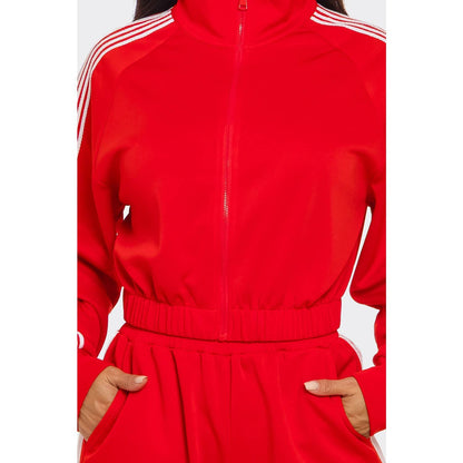 Side Striped Jacket and Track Pants Set: BLACK / S-M-L(2-2-2)