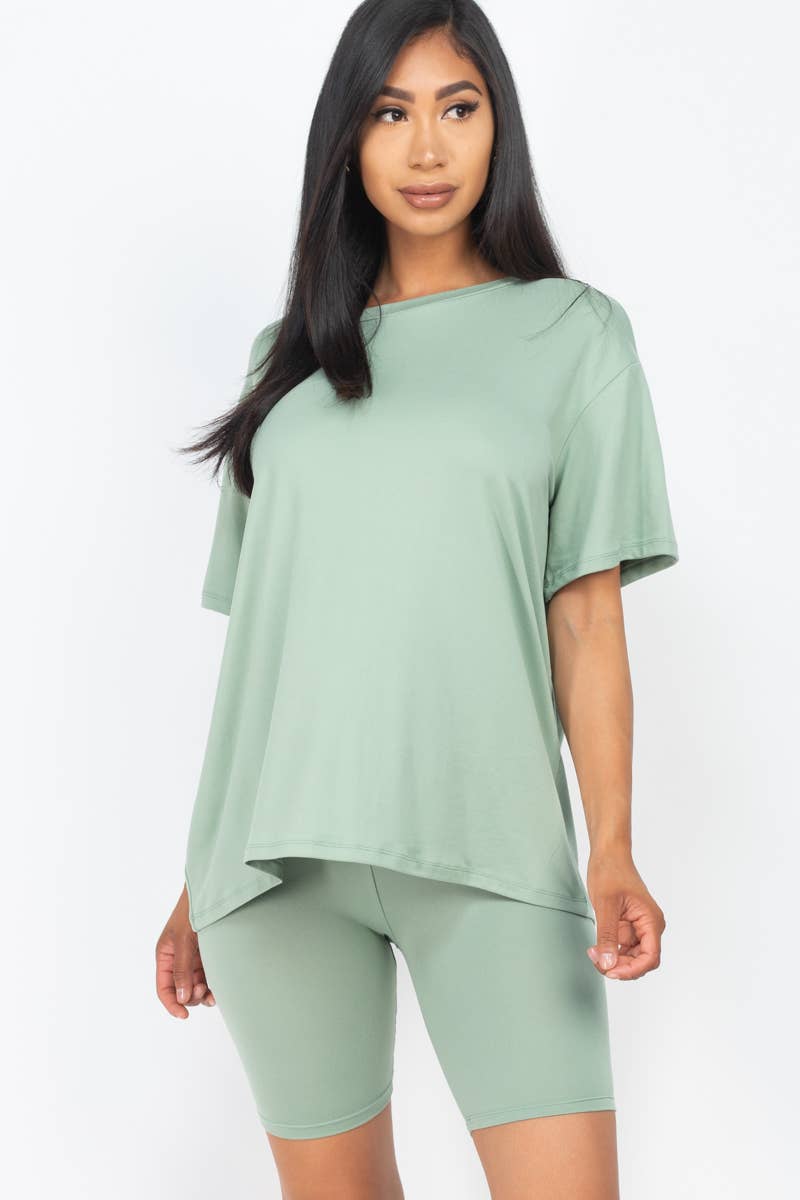 Loose Fit Top & Bike Shorts Set: Daylily Yellow / L