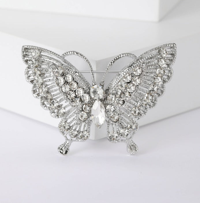 Encrusted Transparent Butterfly Brooch