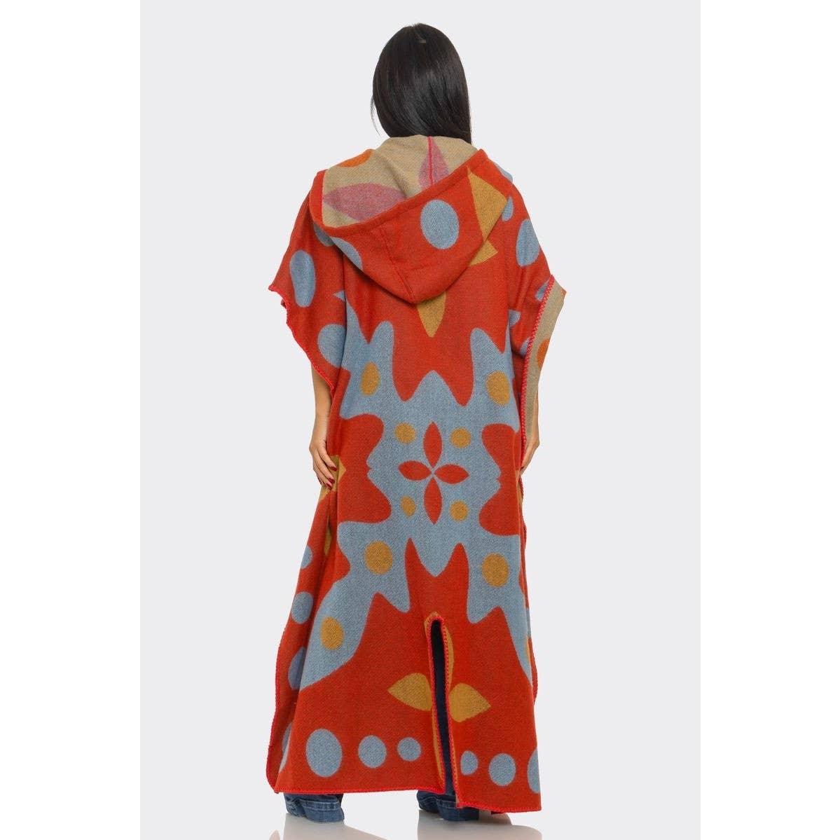 Hooded Open Cardigan Poncho: MULTI / ONE SIZE(6)