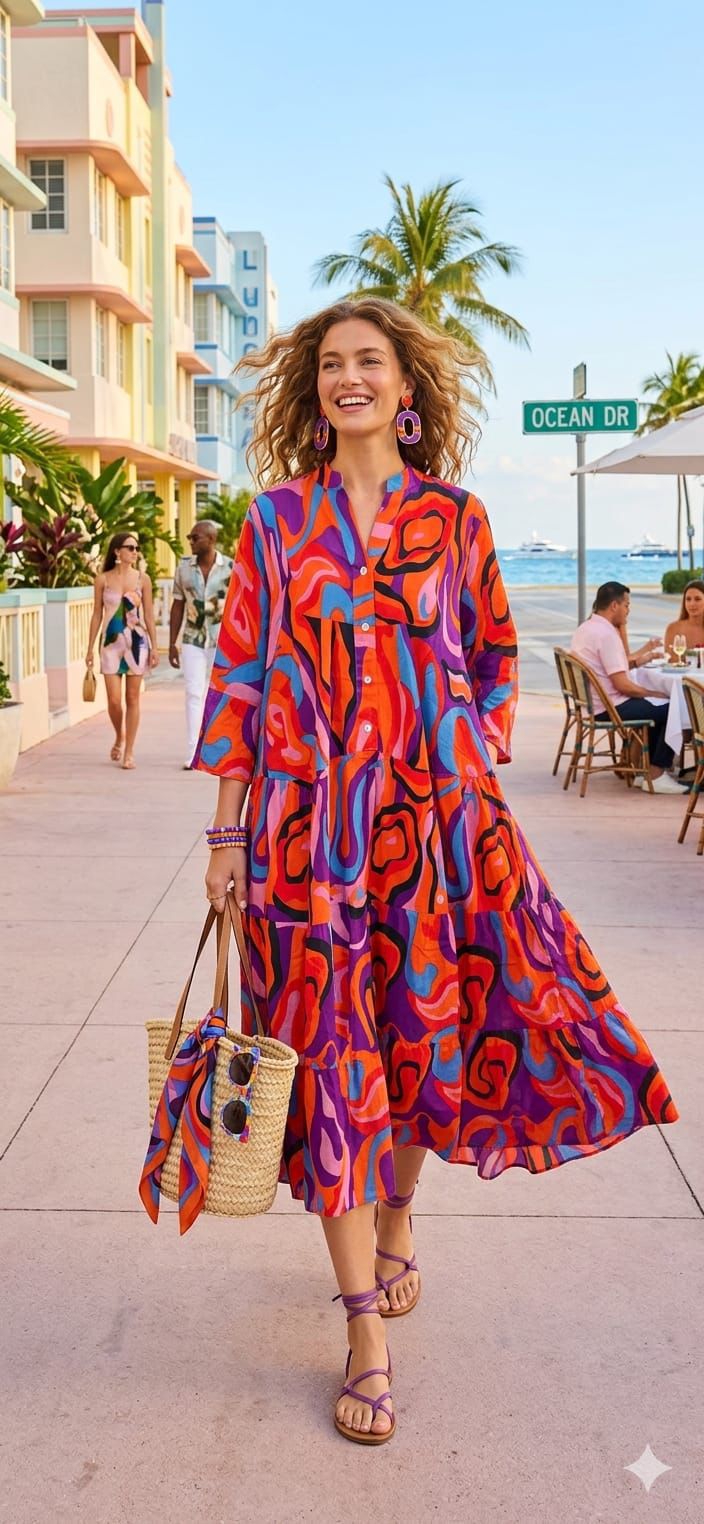 Orange Swirl Shirt Dress