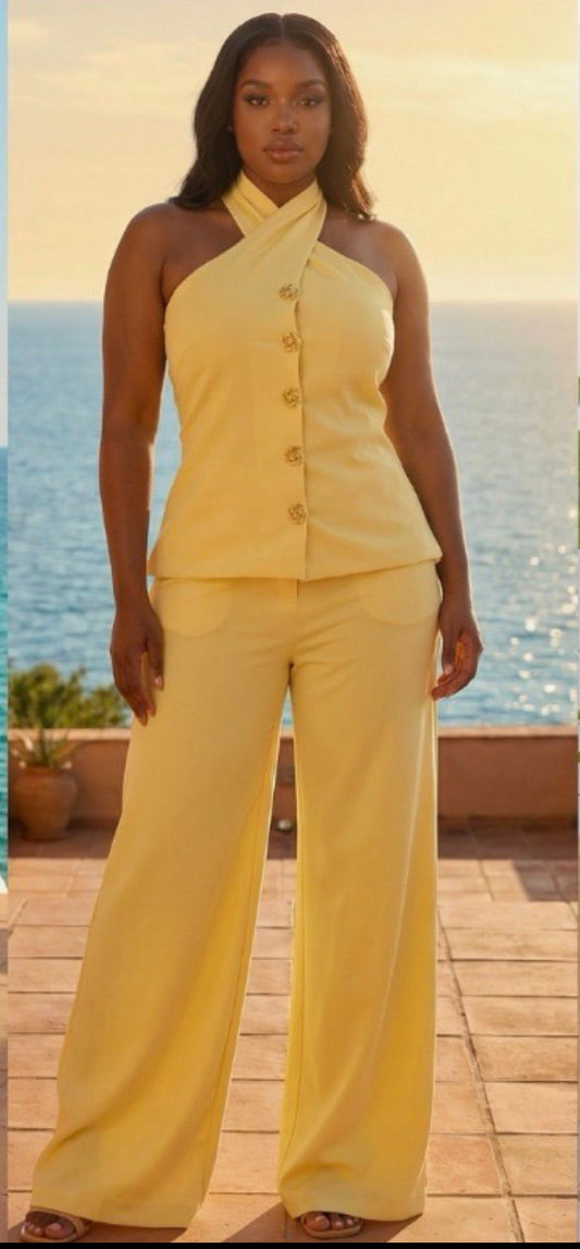 Yellow Coastal Chic Luxe Jumpsuit