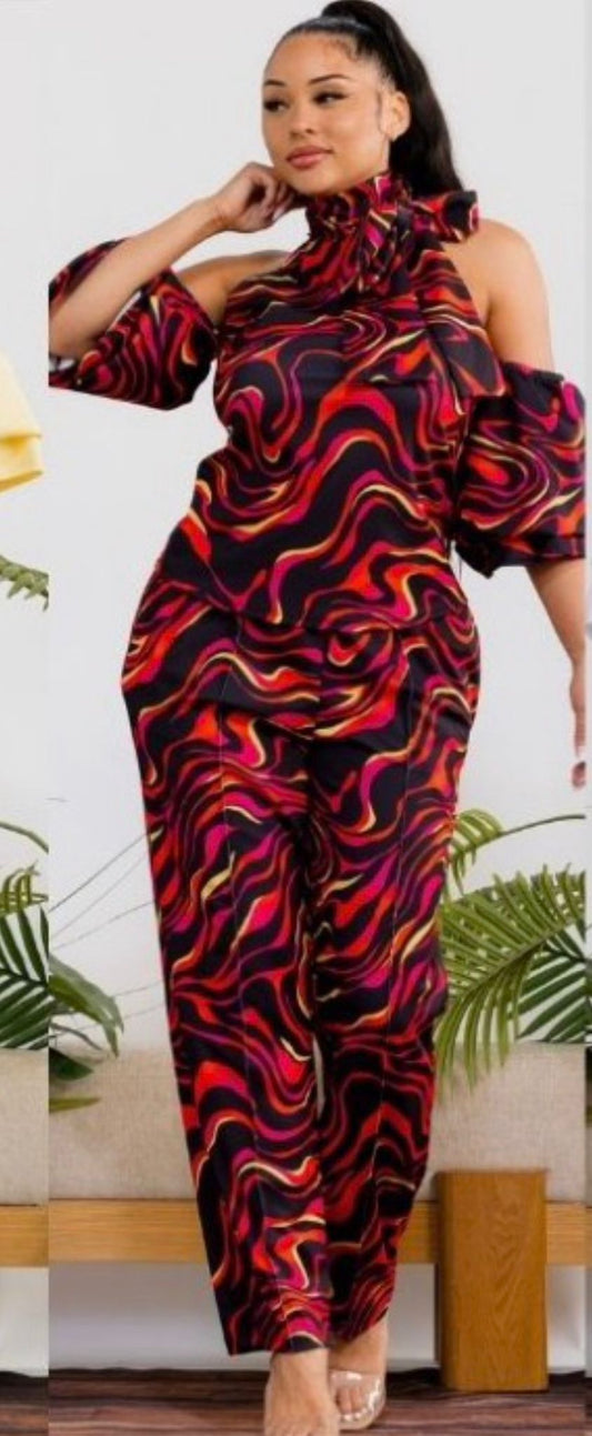 Black Swirl Heat Wave Pants Set