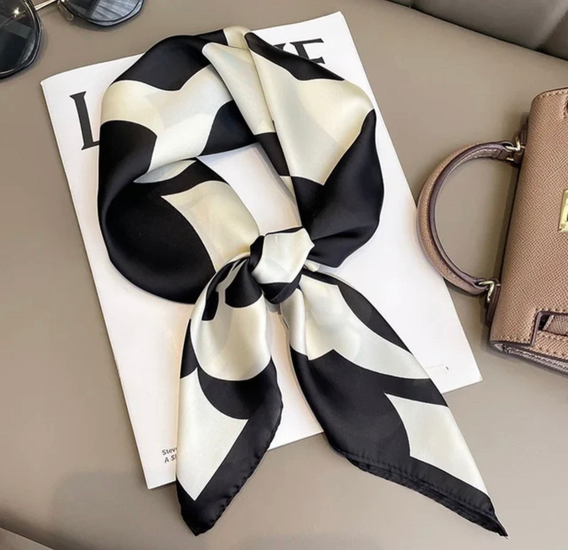 Black and White Silk Scarf