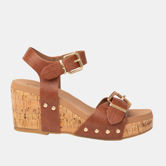 Romy Ankle Strap Wedge Sandal – Adjustable Buckle & Cork Platform in 3 Colors
