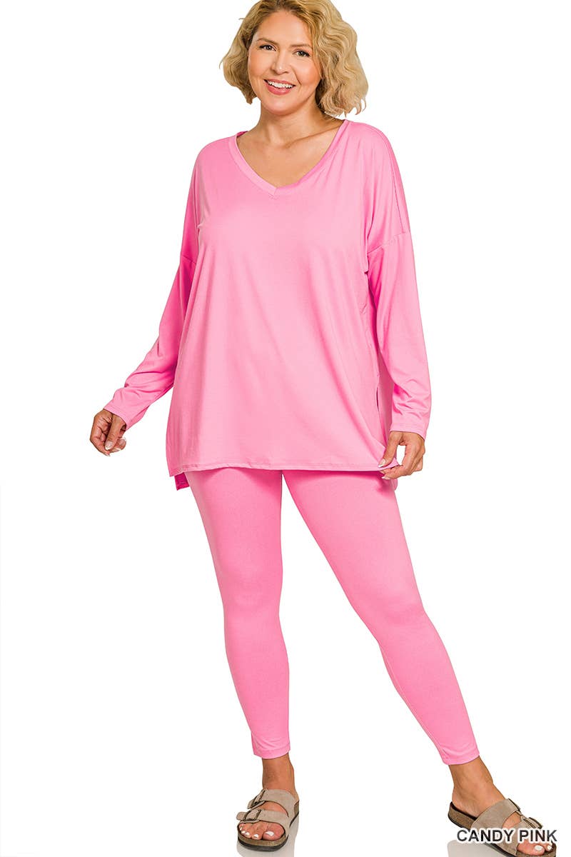 Plus Microfiber Loungewear Set - Zenana: +BRIGHT BLUE-148057 / 2X