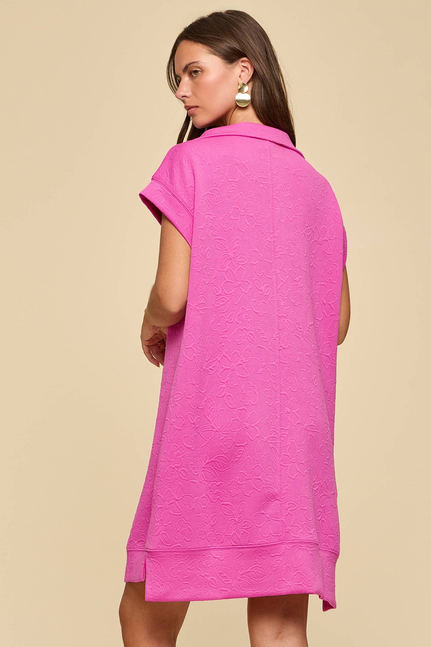Half-Zip Jacquard Dress w/ Pockets: EMERALD POP / S