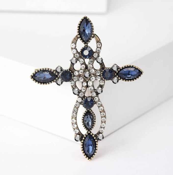 Encrusted Navy Cross Brooch