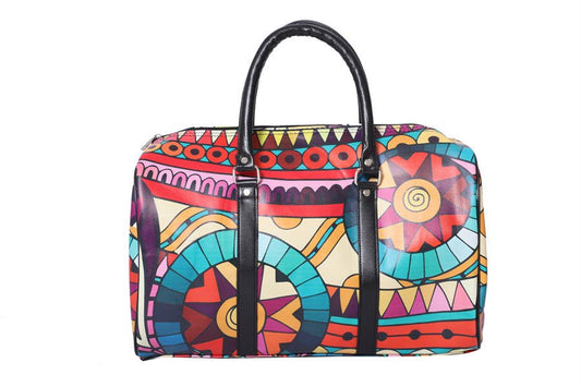 Multi Color Ladies Faux Leather Duffle Bag Weekender Bag