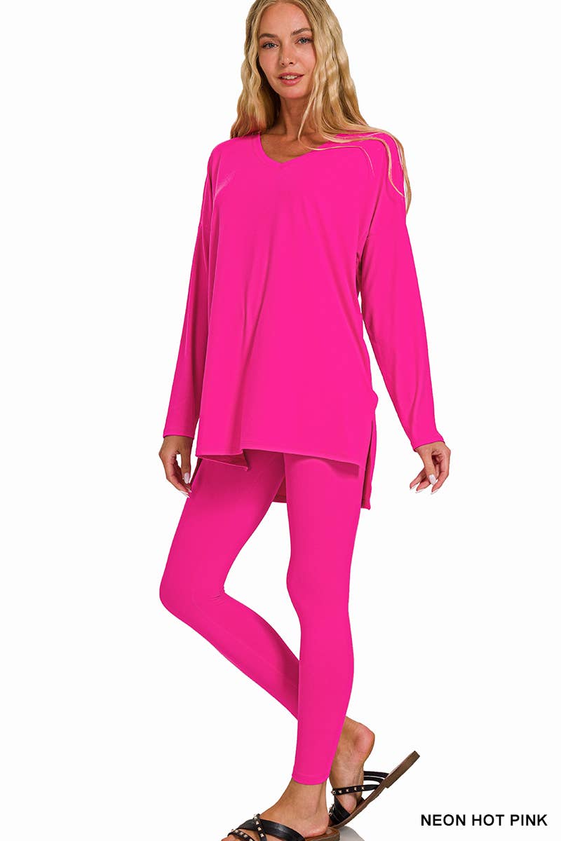 1223 Brushed Dty Microfiber Loungewear Set SI-23693 Zenana: ASHMOCHA-156632 / L
