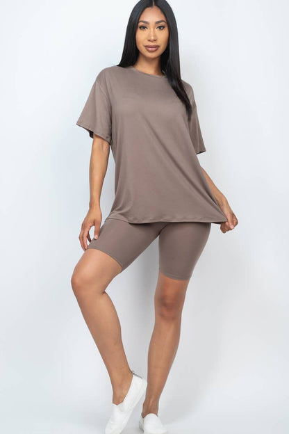Loose Fit Top & Bike Shorts Set: Daylily Yellow / L