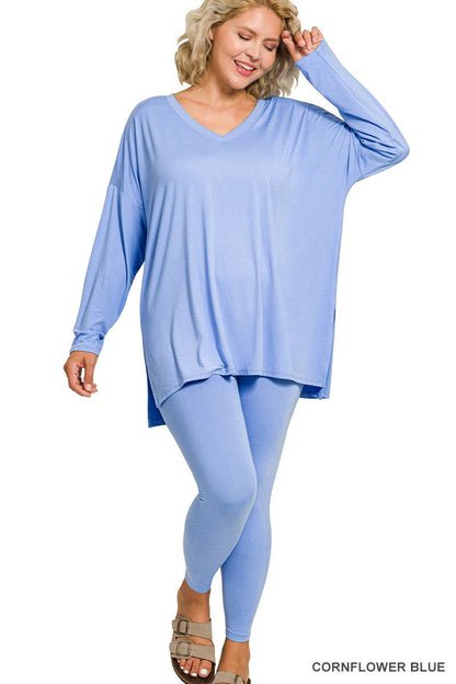 Plus Microfiber Loungewear Set - Zenana: +CABERNET-169467 / 3X