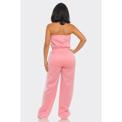 Side Stripe Jumpsuit: MOCHA / S-M-L(2-2-2)