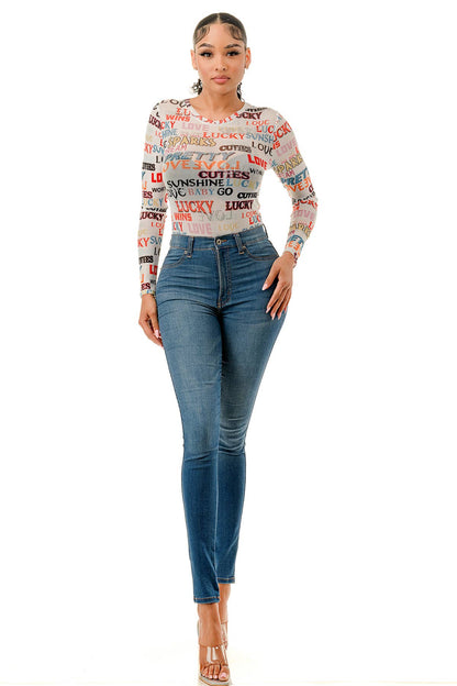 (ST4437) Love Letters Bodysuit (2 colors): White / S