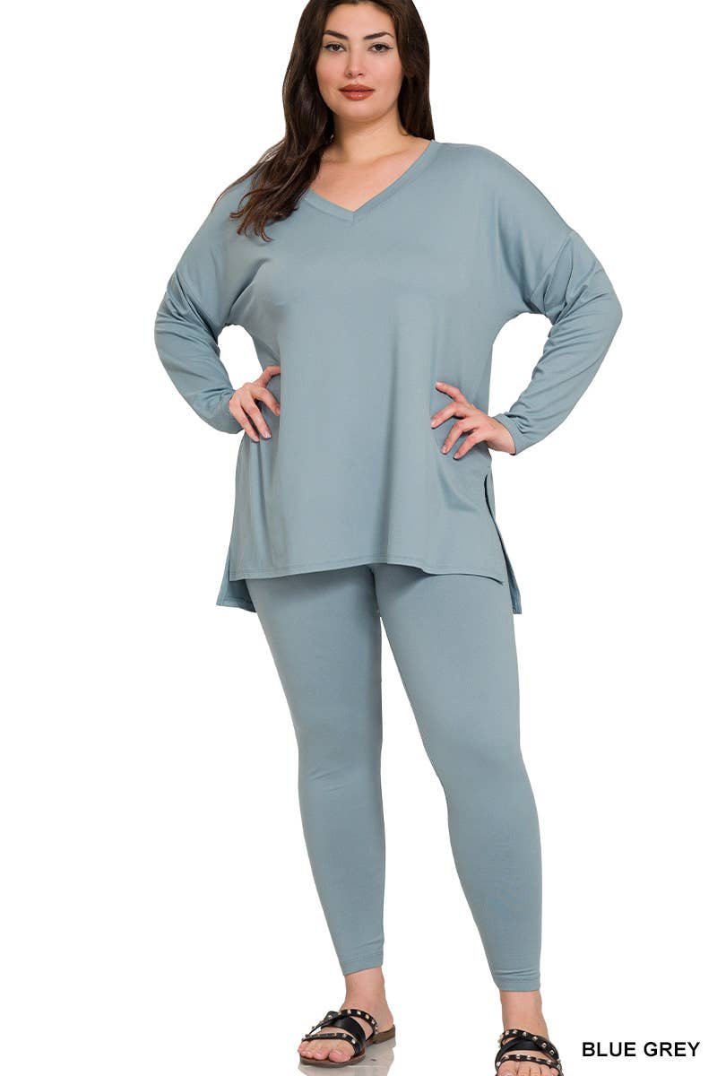 Plus Microfiber Loungewear Set - Zenana: +BROWN-170584 / 2X
