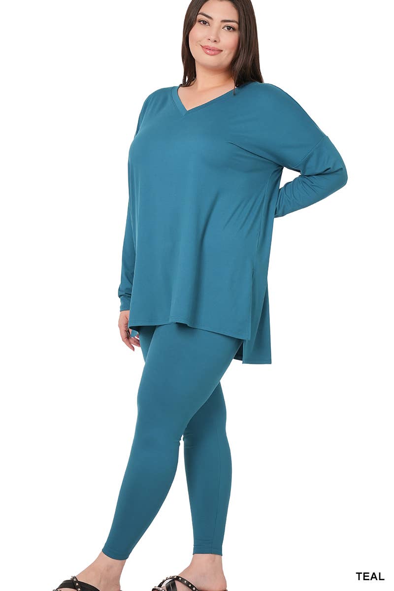 Plus Microfiber Loungewear Set - Zenana: +BRIGHT BLUE-148057 / 2X