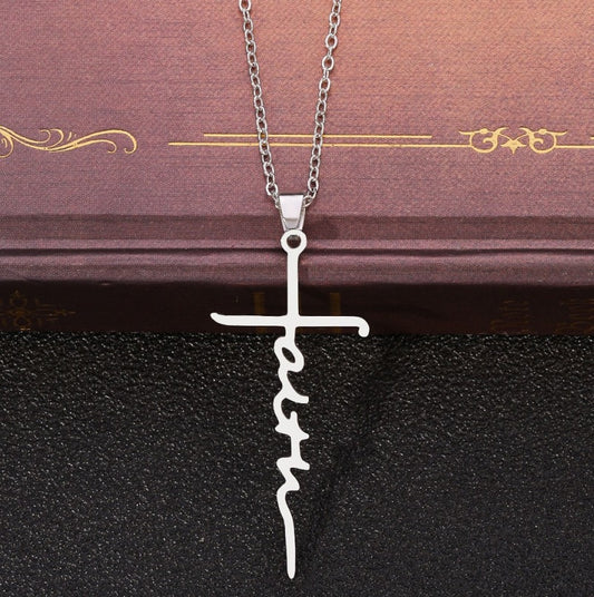 Faith Stainless Steel Cross Pendant Necklace