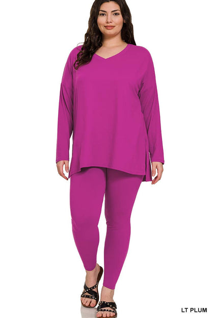 Plus Microfiber Loungewear Set - Zenana: +BROWN-170584 / 1X