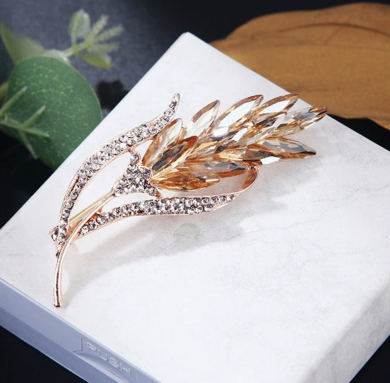 Encrusted Gold Flower Brooch