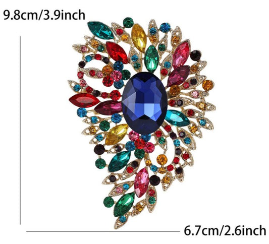 Encrusted Colorful Mosaic Spread Brooch