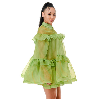 PLUS RUFFLE VEIL MINI DRESS: H076 / 1X-2X-3X(1-1-1)