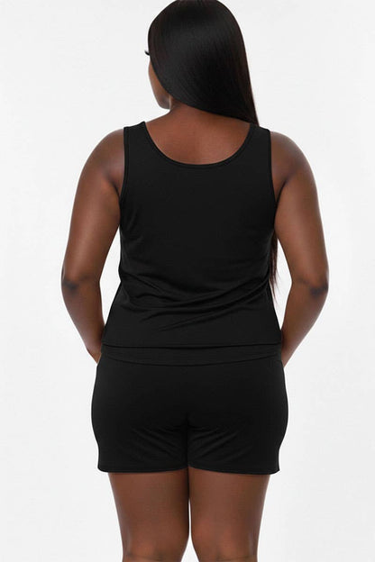 Plus Comfy Tank Top & Shorts Set: Tomato Cream / 3X