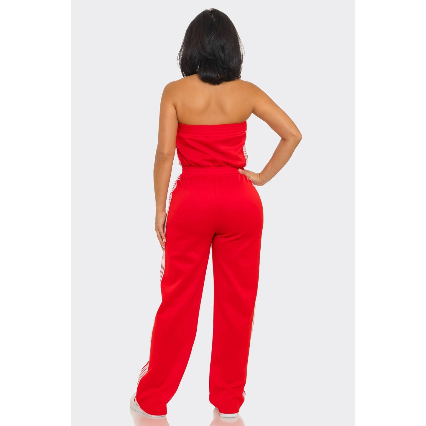 Side Stripe Jumpsuit: GREEN / S-M-L(2-2-2)