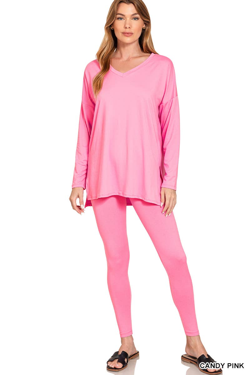 1223 Brushed Dty Microfiber Loungewear Set SI-23693 Zenana: ASHMOCHA-156632 / L