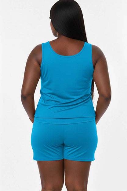 Plus Comfy Tank Top & Shorts Set: Tomato Cream / 3X