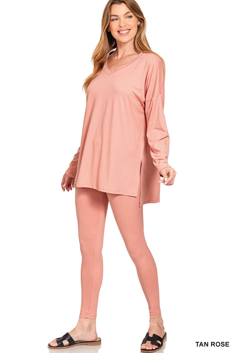 1223 Brushed Dty Microfiber Loungewear Set SI-23693 Zenana: DKGREEN-155553 / XL