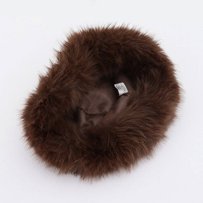 Wide Brim Faux Fur Bucket Hat: BK