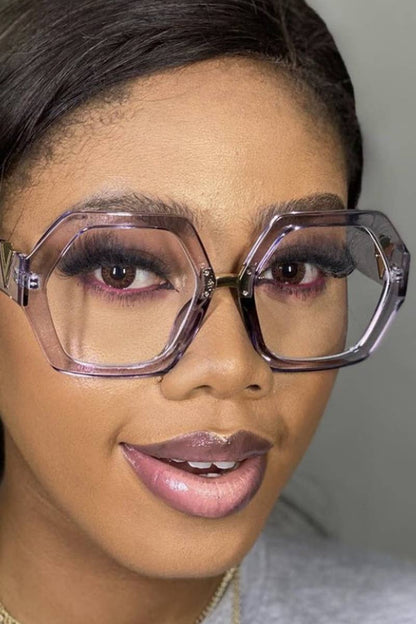 WOMEN GEOMETRIC FRAME EYEGLASSES_CWASG0135: RED / (OS) 1