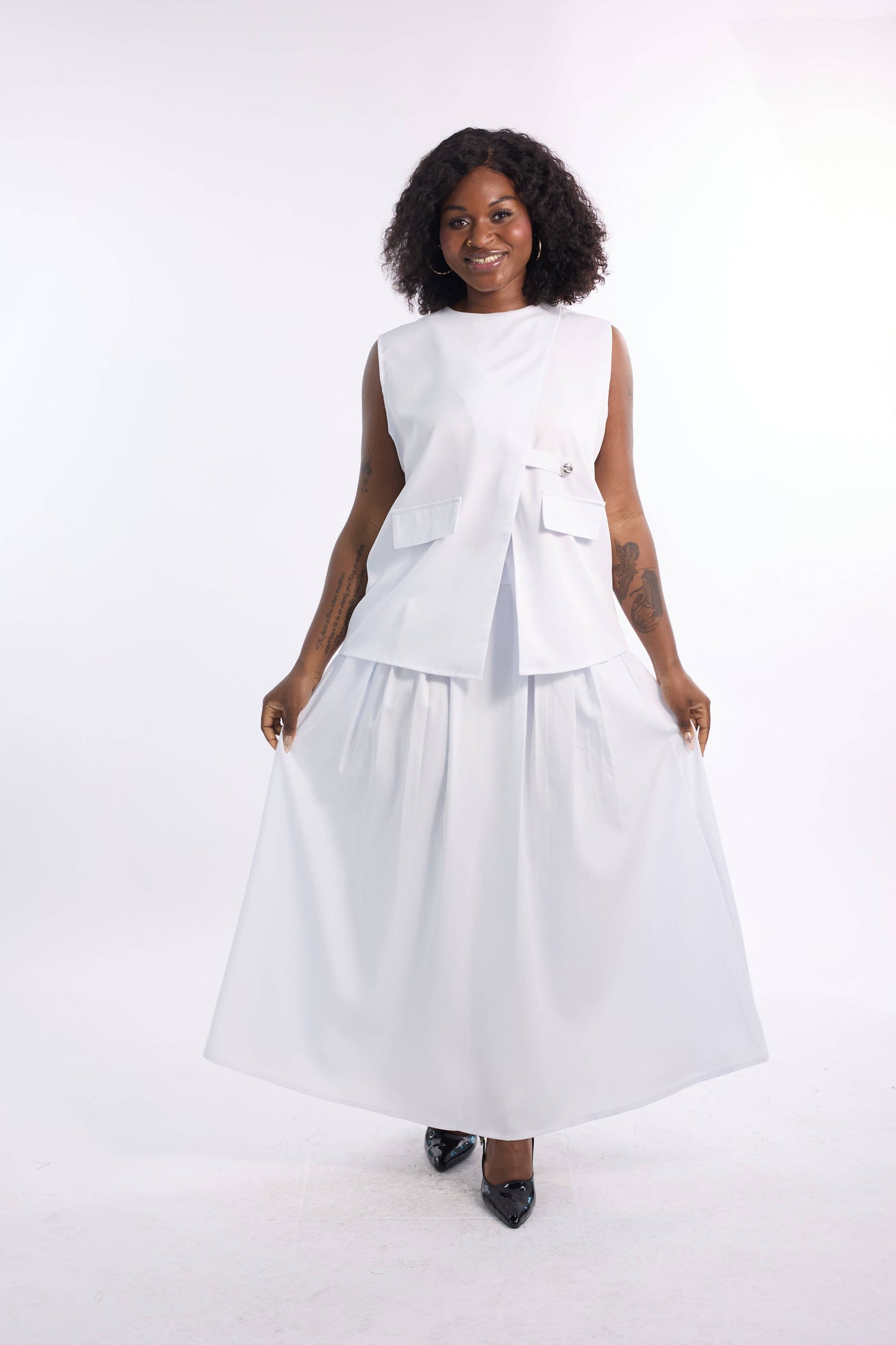 26007 - Women's Top & Skirt  2-Pcs Set - $25 Each (3-Pcs Pre Pack): Black / (M-L-1X) 3-Pcs